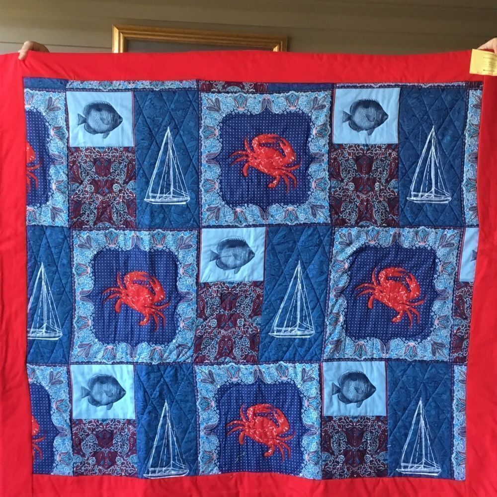NWT. Hand Crafted Nautical Lap Quilt